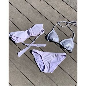 Set of 3 Light Purple/Lilac Swimsuits, Size: S.
